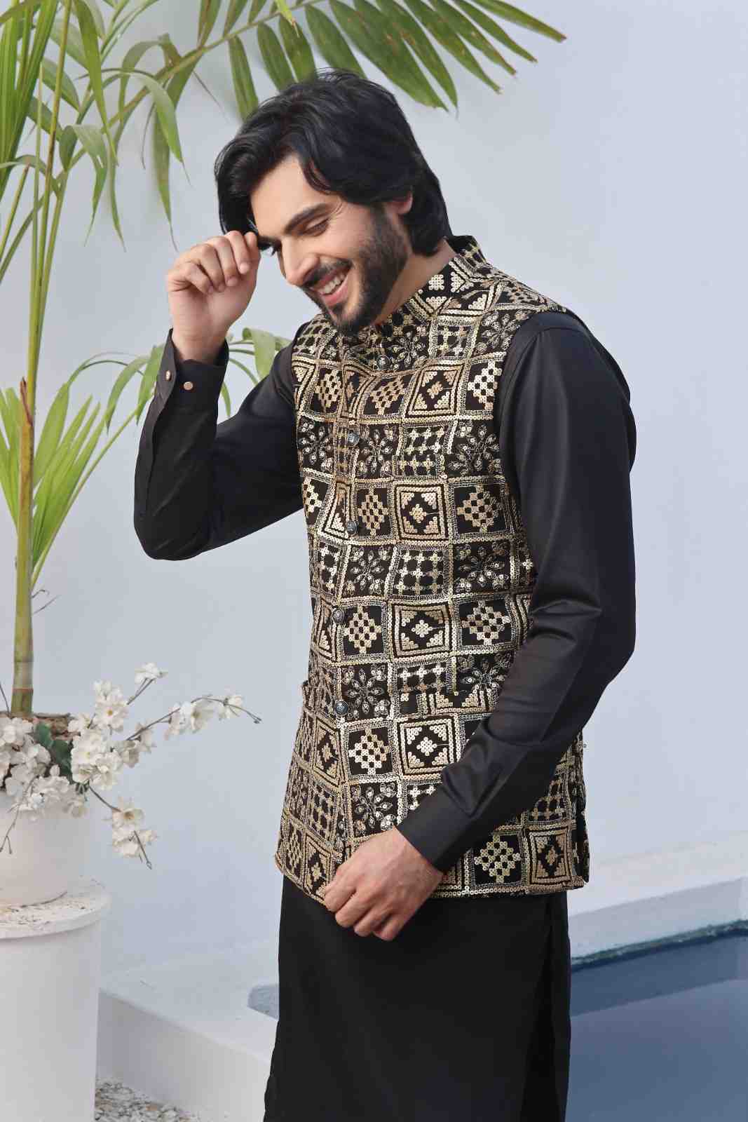 Haritage: Black and Gold Waistcoat