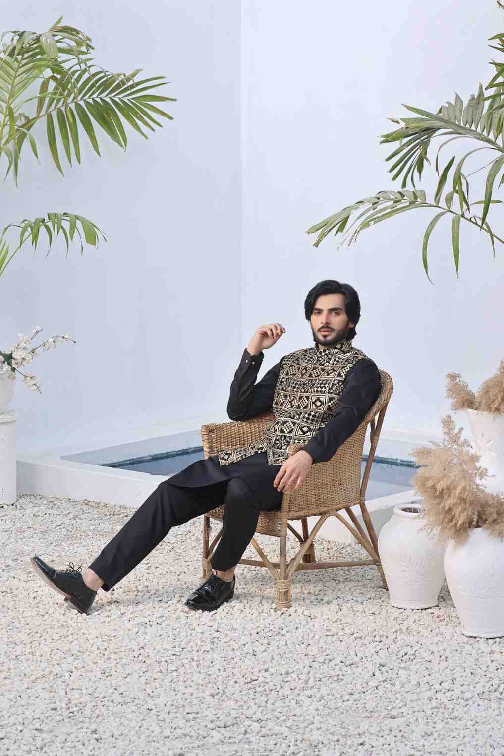 Haritage: Black and Gold Waistcoat