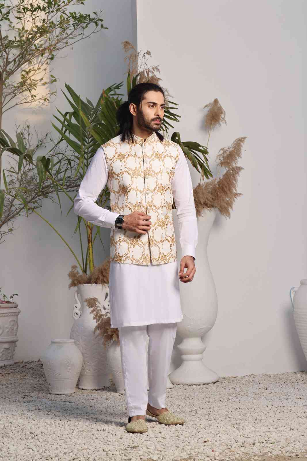 Cultural Couture: Golden Threads Ensemble Waistcoat