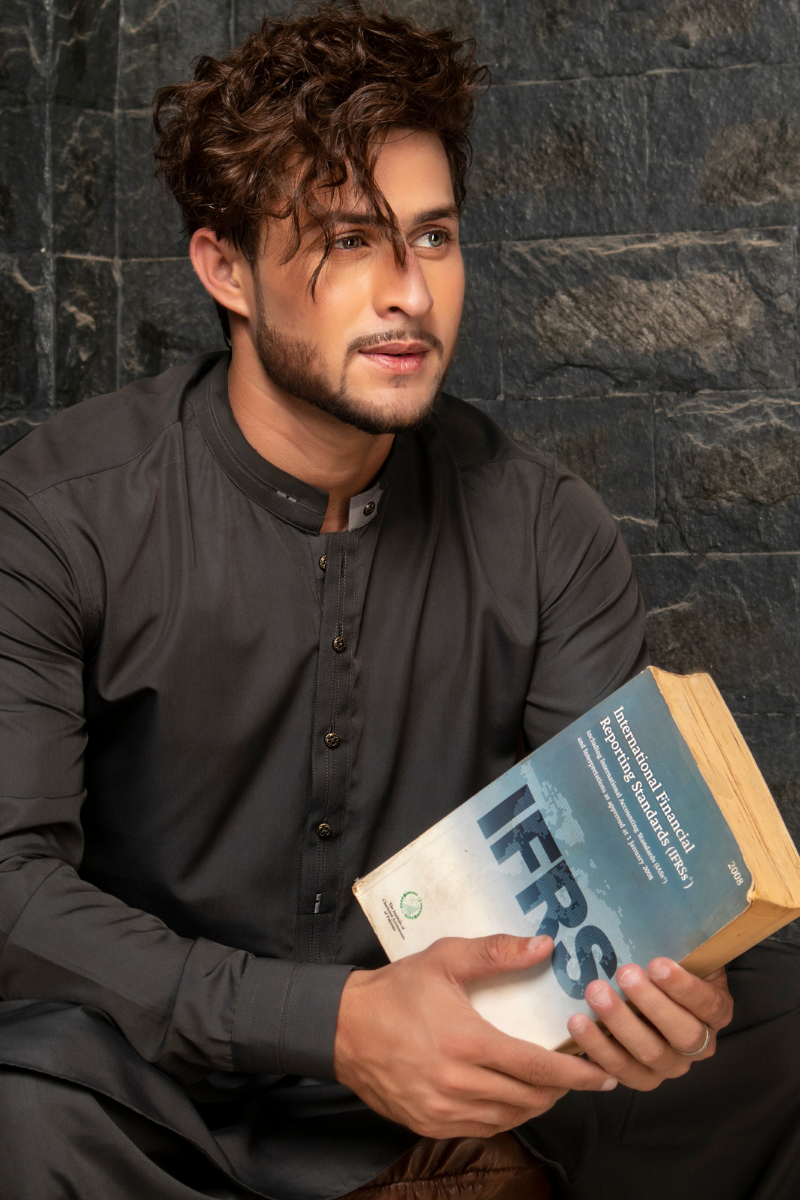 Charcoal Grey Kameez Shalwar