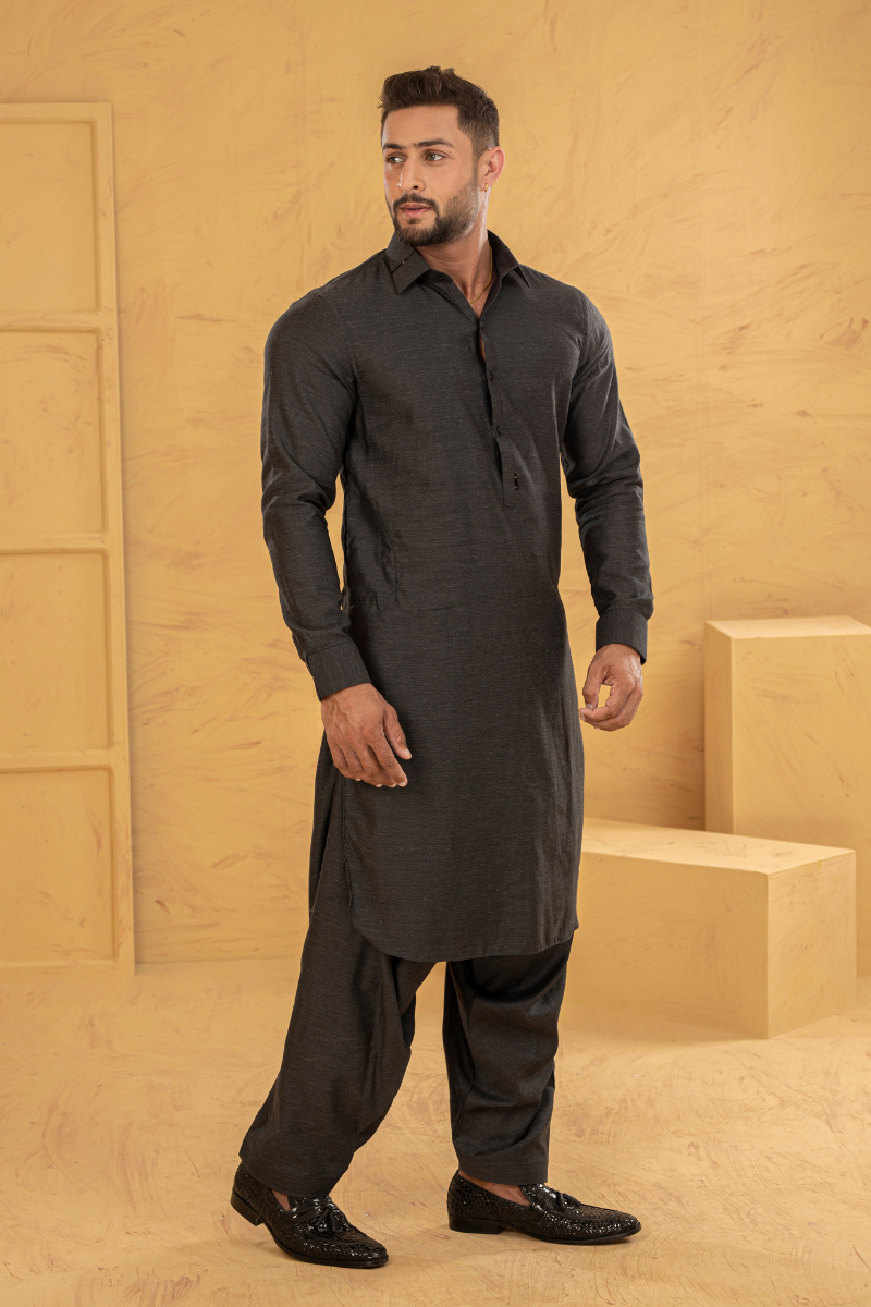 True Black Shalwar Kameez