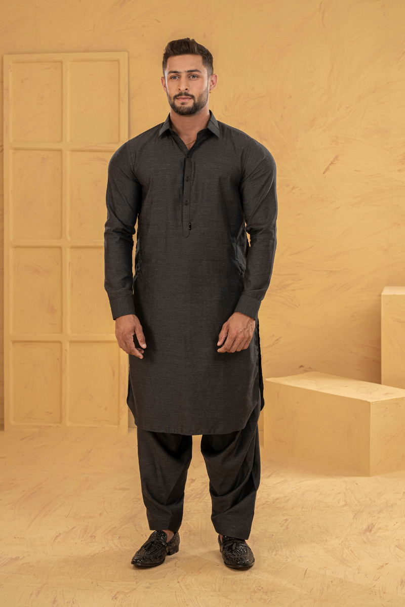 True Black Shalwar Kameez