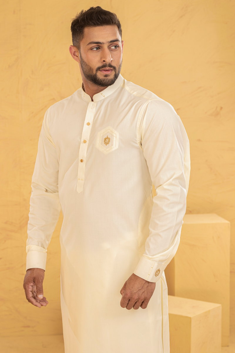 Cream Embroided Shalwar Kameez