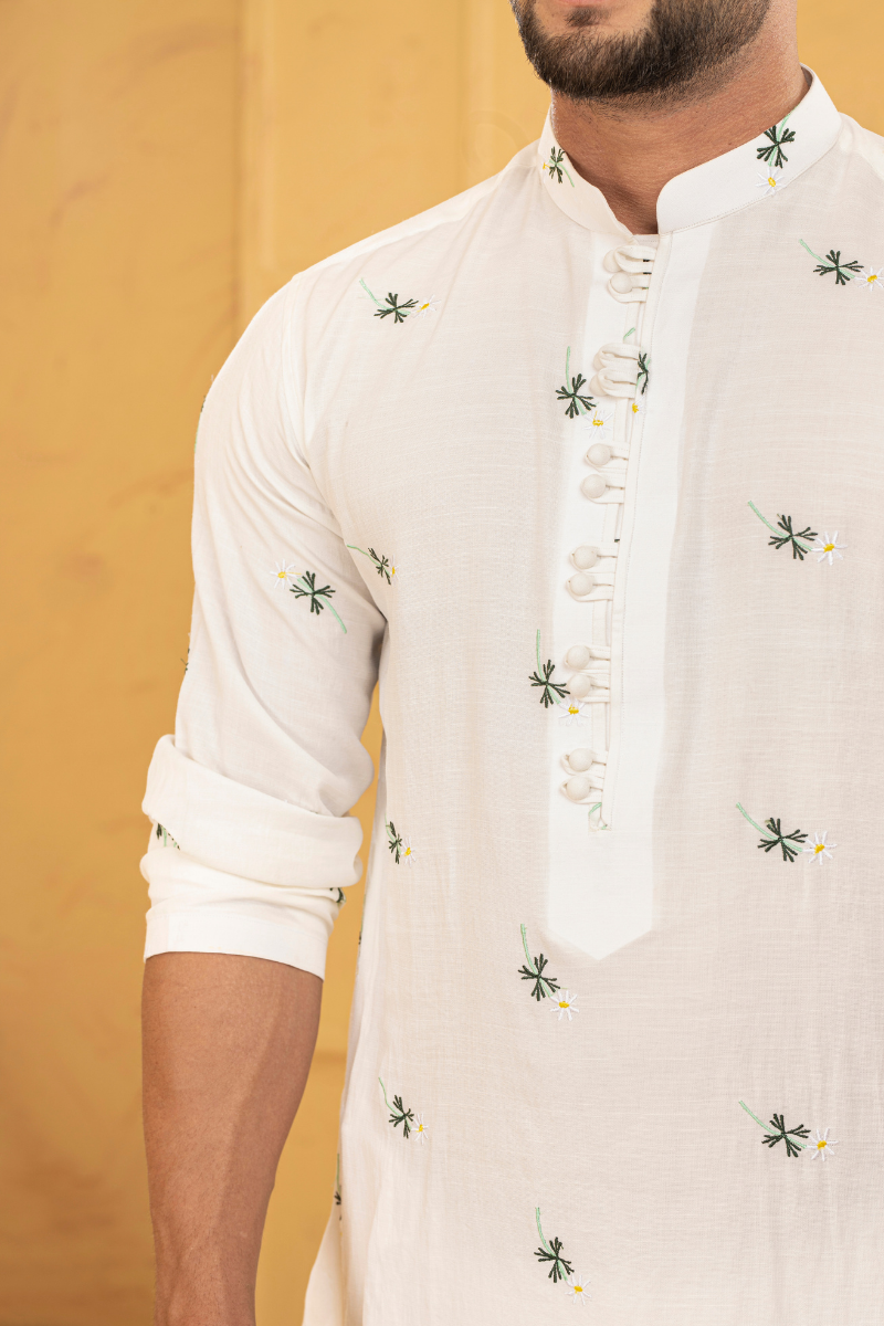 Spotted White Kurta