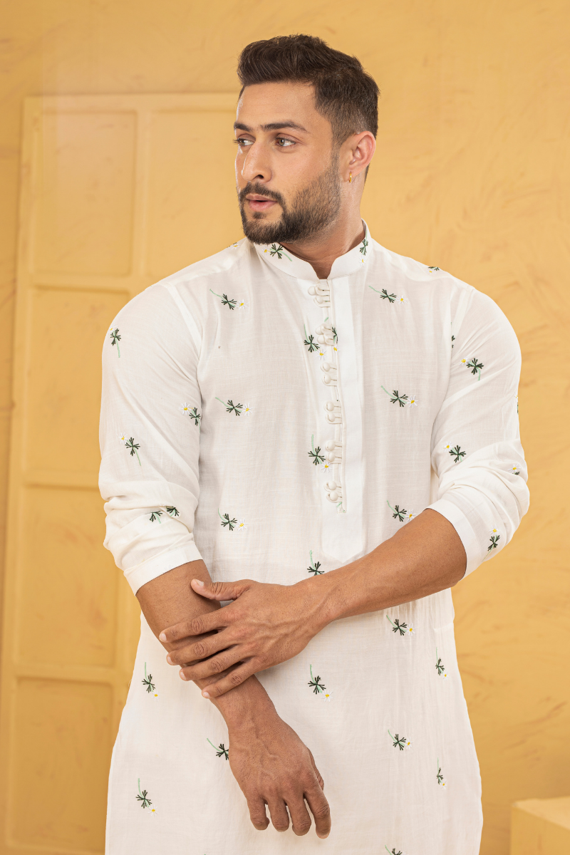 Spotted White Kurta