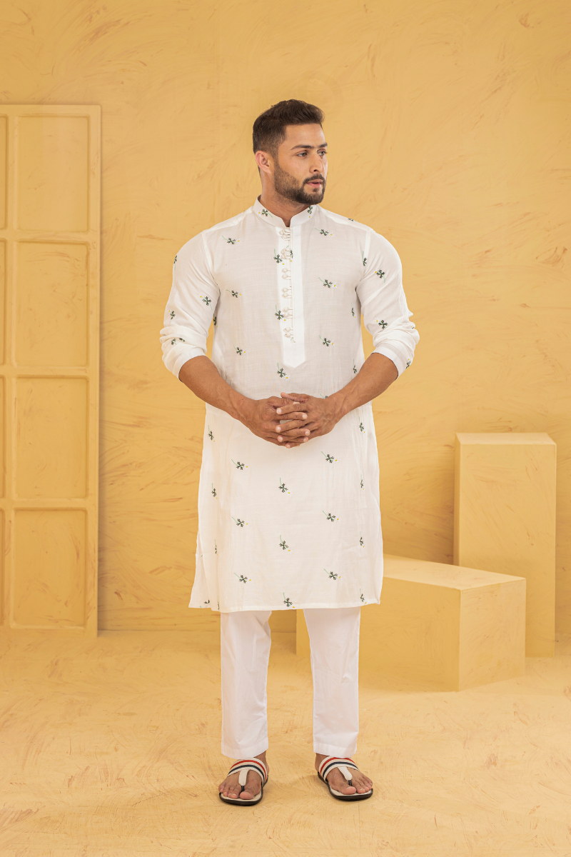 Spotted White Kurta