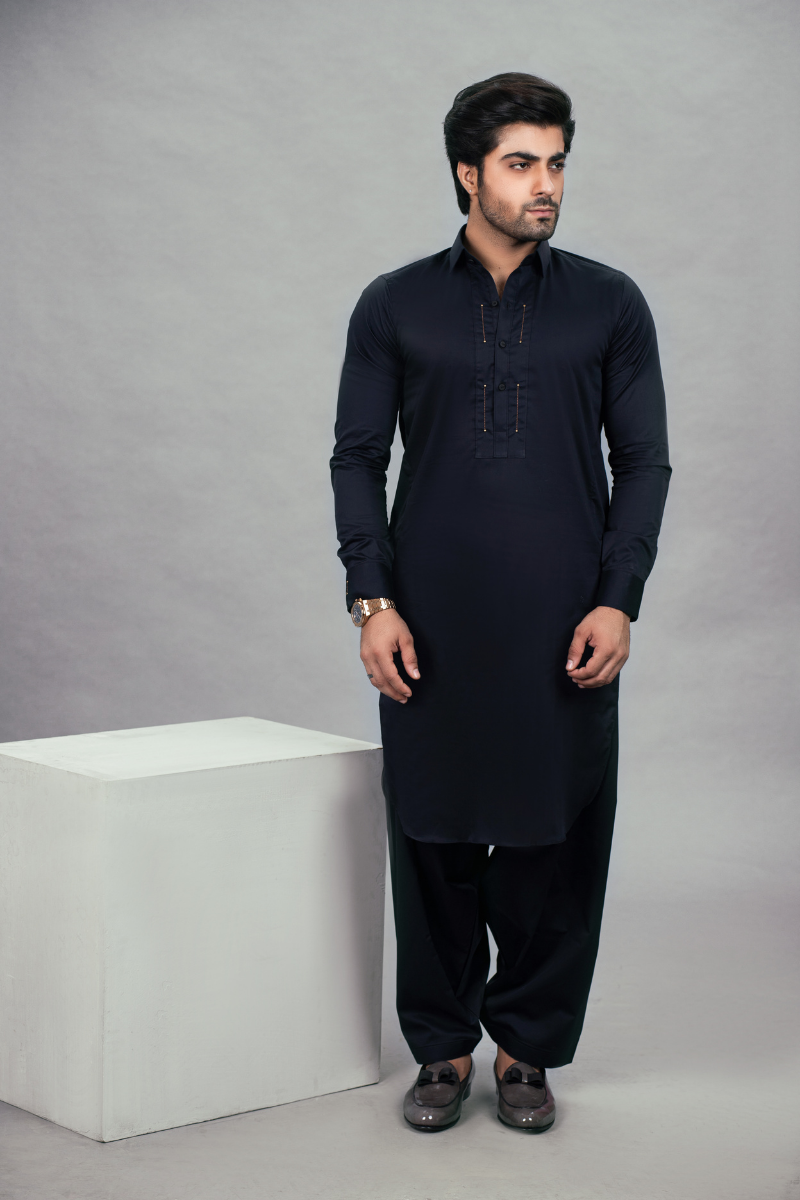 Navy Blue Kameez Shalwar