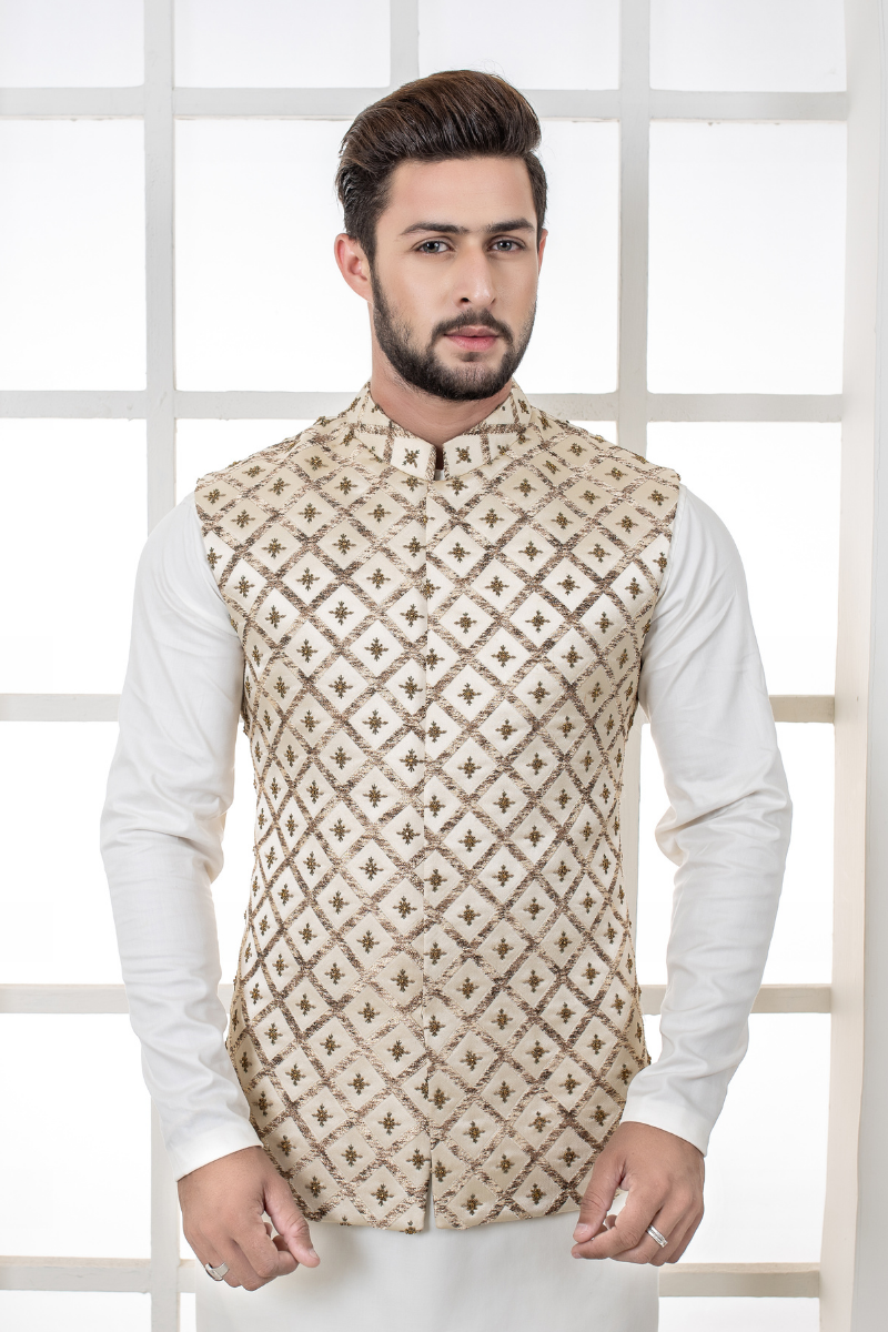 Al Aris Embroided Beige Men’s Waistcoat