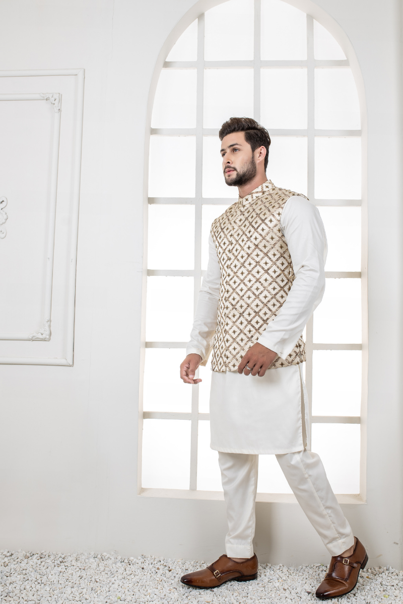 Al Aris Embroided Beige Men’s Waistcoat