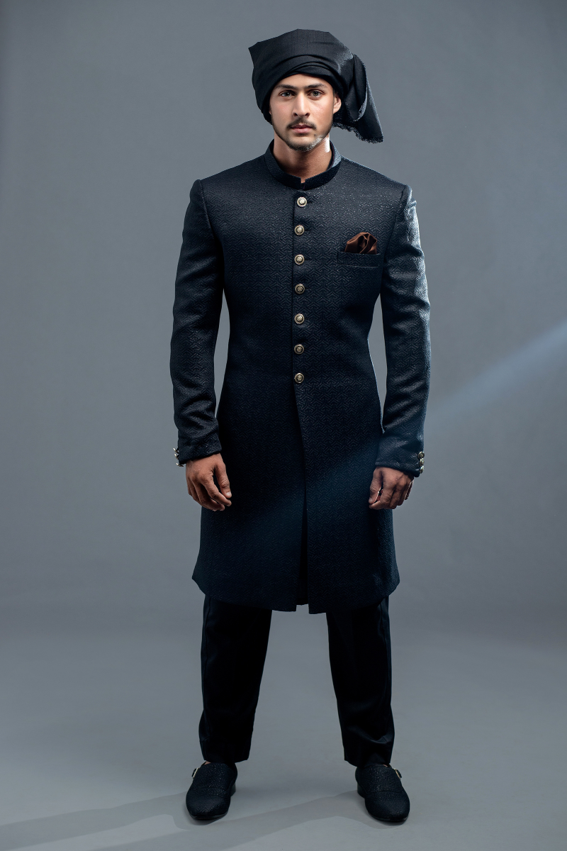 Exquisite Men’s Black Sherwani with embroidered Store