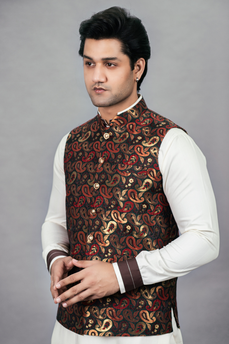 Colour Banarsi Waistcoat