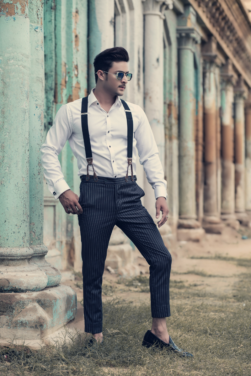 black dress shirt with suspenders Hisdern 2 Inch Adjustable Suspender 4-Clip for Formal Pants These black suspenders have an elastic back with Y style constructionand with both button Wear Suspenders Black Dress Shirt