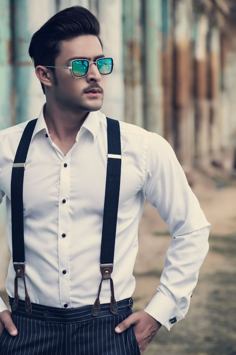 Stripe Pant With Shirt & Suspender