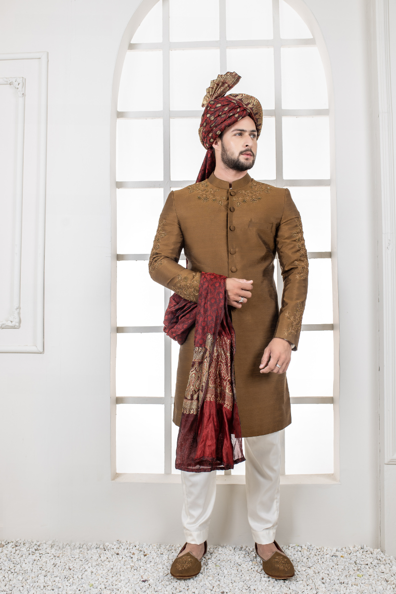 Al Aris Intrinsic Brown Sherwani