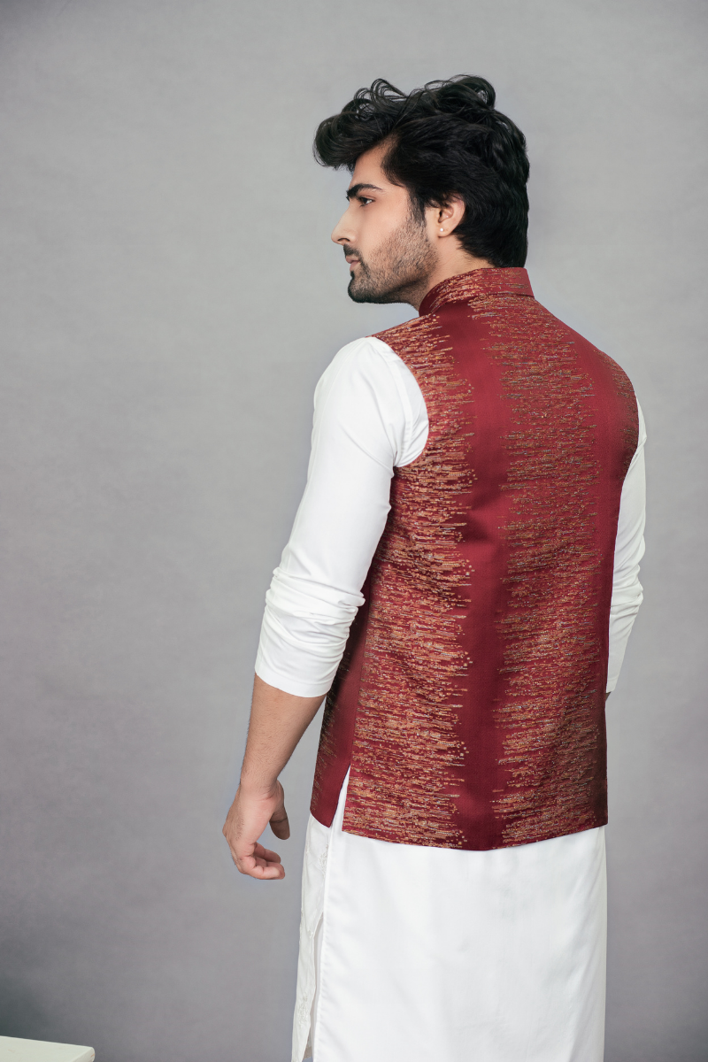 Marhoon Self Embroided Waistcoat