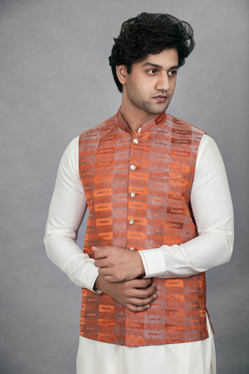 Orange Crinkle Waistcoat