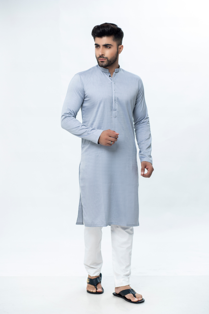Prezzo Silver Grey Cotton Kurta