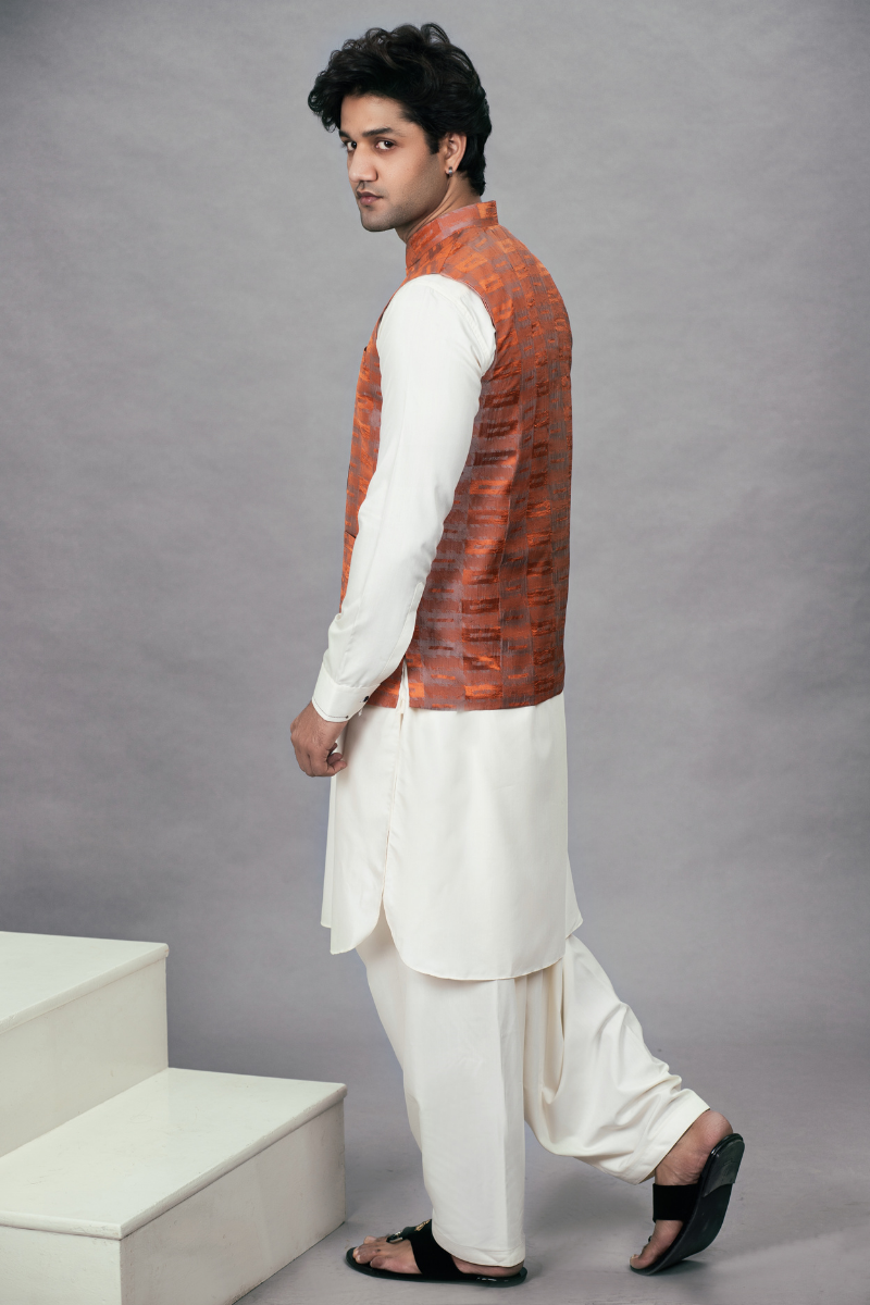 Orange Crinkle Waistcoat