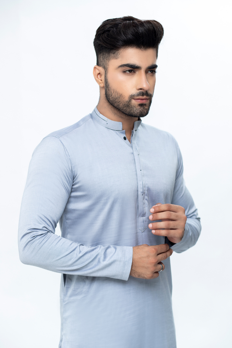 Prezzo Silver Grey Cotton Kurta