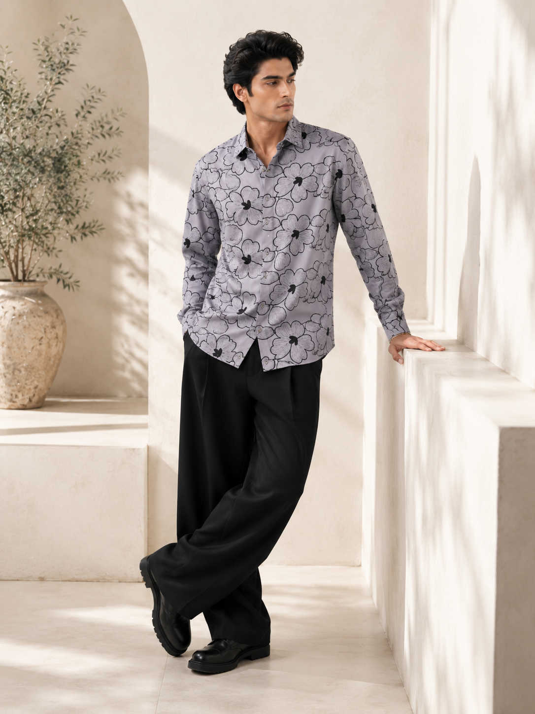 Floral Grey Shirt
