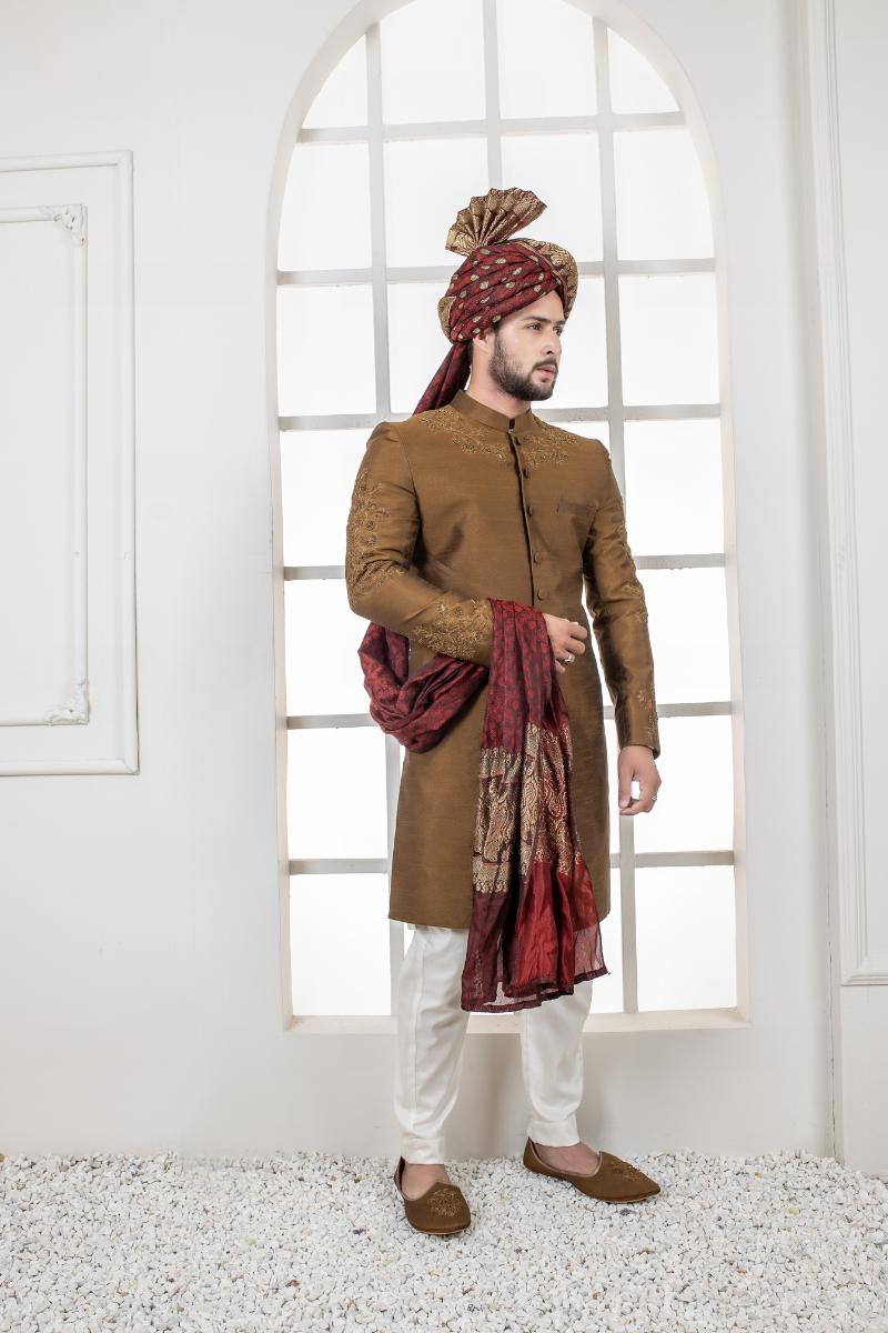 Al Aris Intrinsic Brown Sherwani