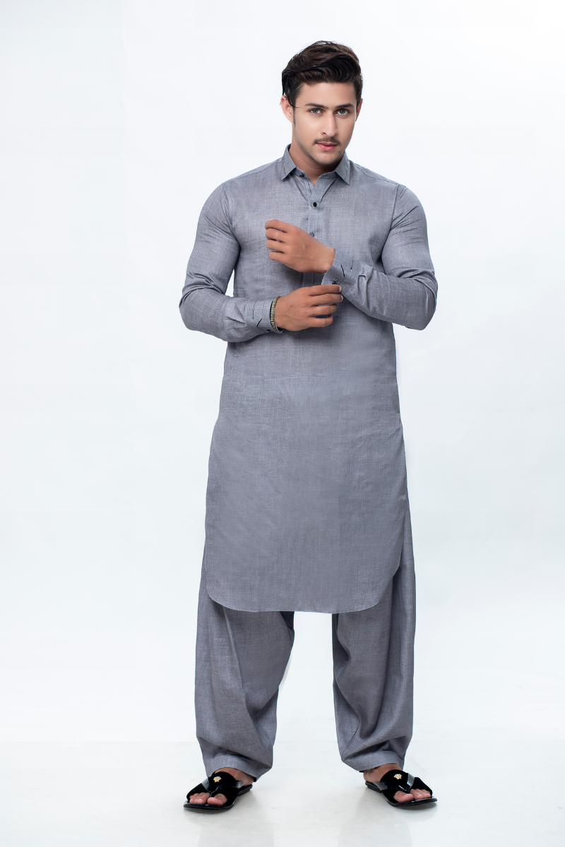Prezzo Grey Cotton Kameez Shalwar