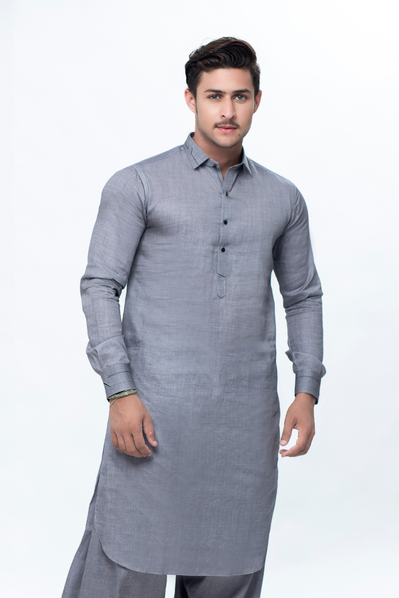 Prezzo Grey Cotton Kameez Shalwar