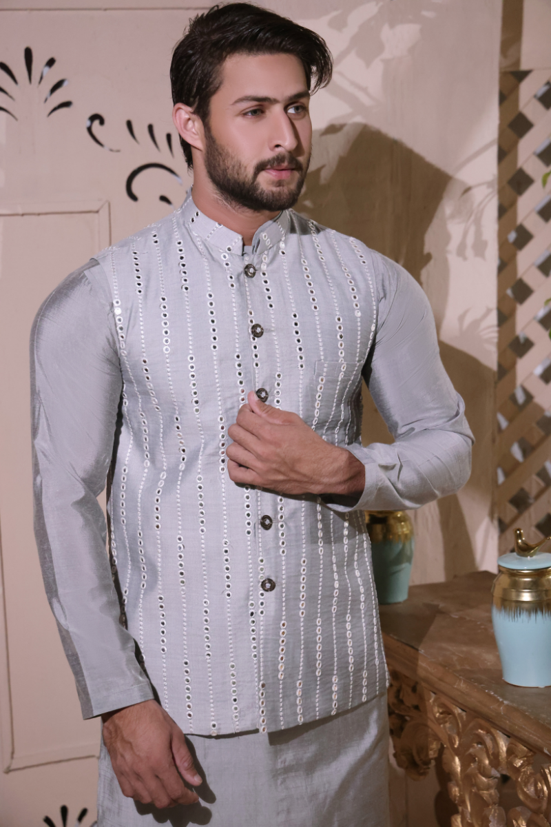 Stripped Grey Waist Coat