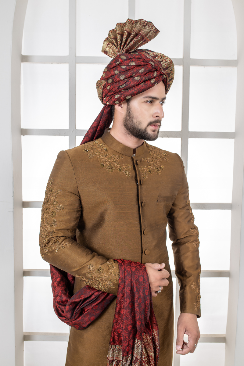 Al Aris Intrinsic Brown Sherwani