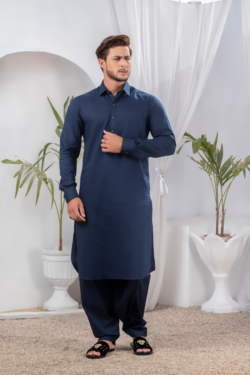 Navy Blue Kameez Shalwar
