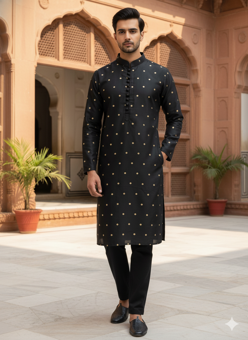 Black Banarsi kurta