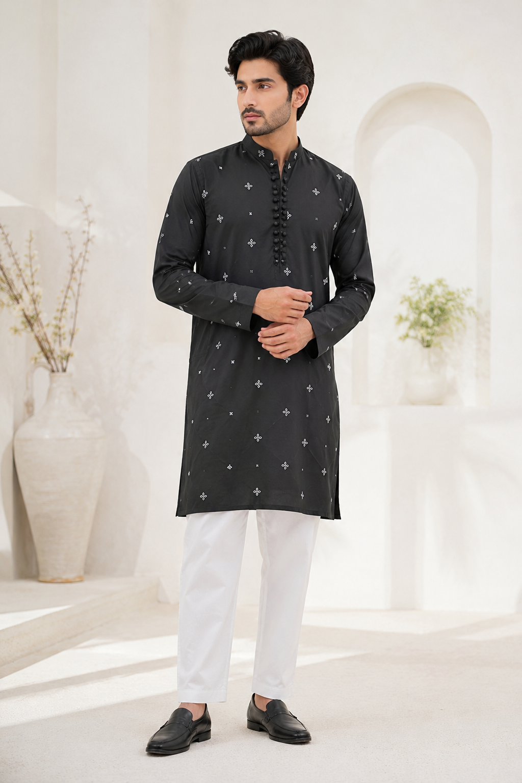 Black & White Embroided