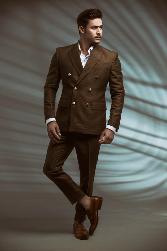 Double Breasted Brown Suit