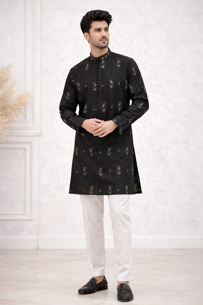 Badshahi Black Kurta Pajama