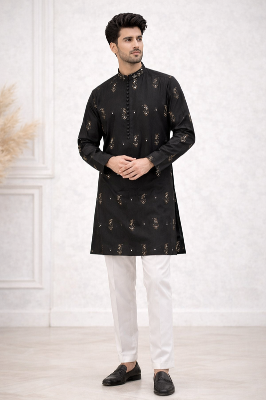Badshahi Black Kurta Pajama