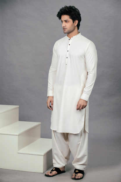 White Shinny Cotton Shalwar Kameez