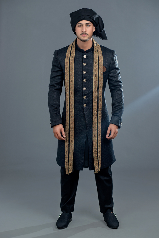 Exquisite Men’s Black Sherwani with embroidered Store