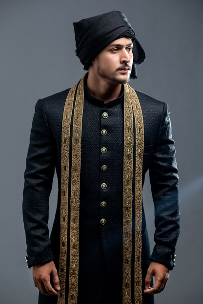 Exquisite Men’s Black Sherwani with embroidered Store