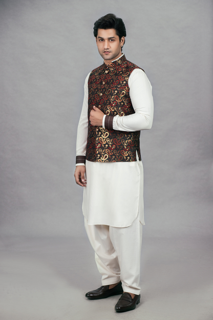 Colour Banarsi Waistcoat