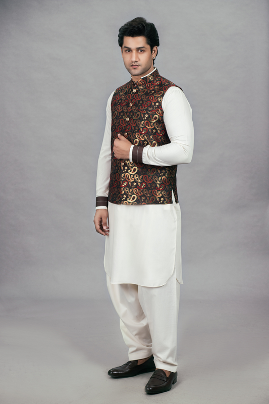 Colour Banarsi Waistcoat