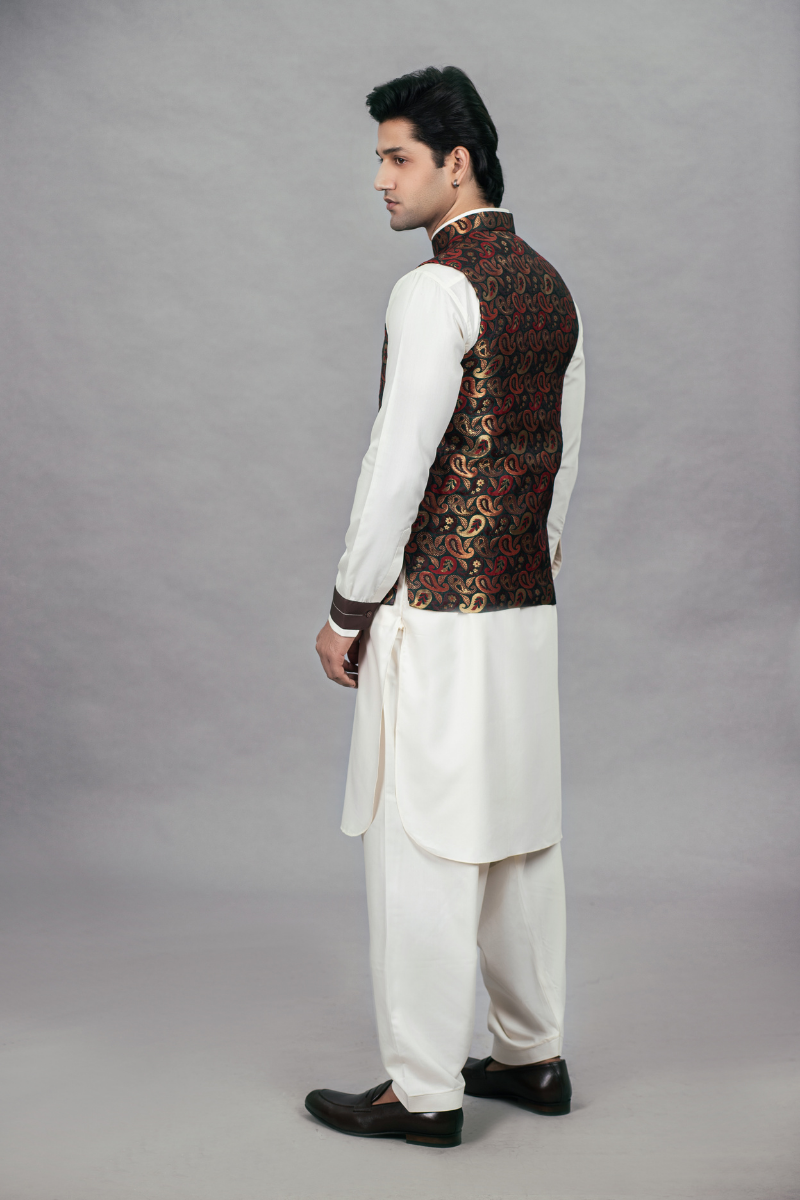 Colour Banarsi Waistcoat