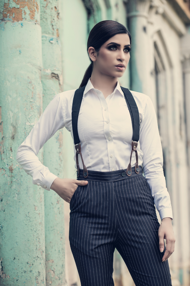 Women's Stripe Pant With Shirt & Suspender