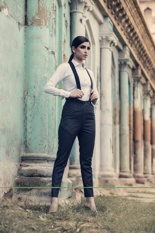 Women's Stripe Pant With Shirt & Suspender