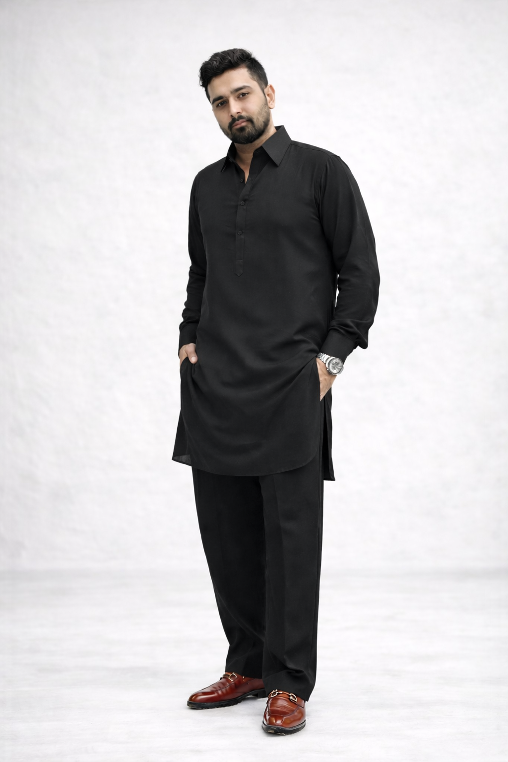 J Pardesi - Black Prestige baggy Pants suit
