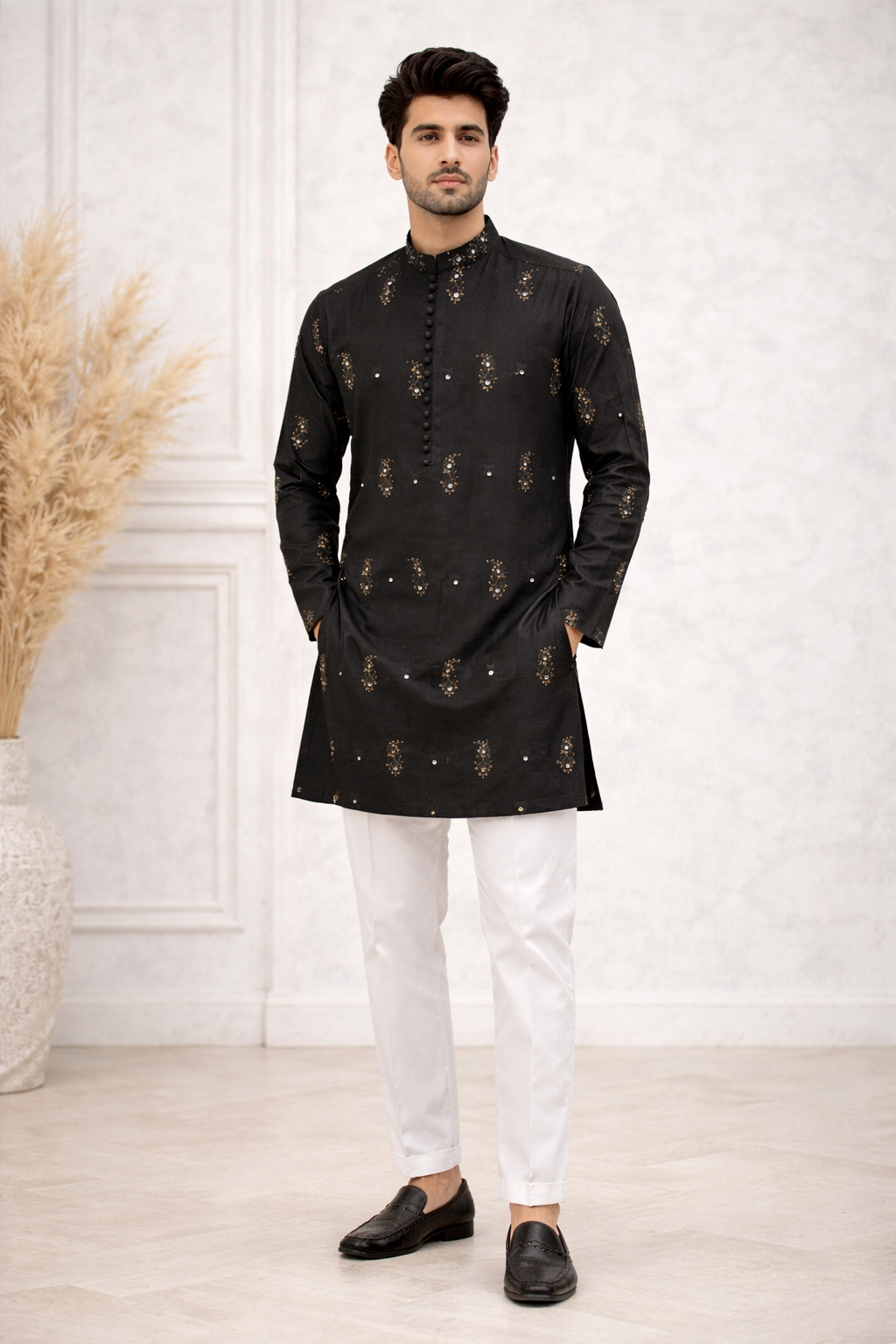Badshahi Black Kurta Pajama