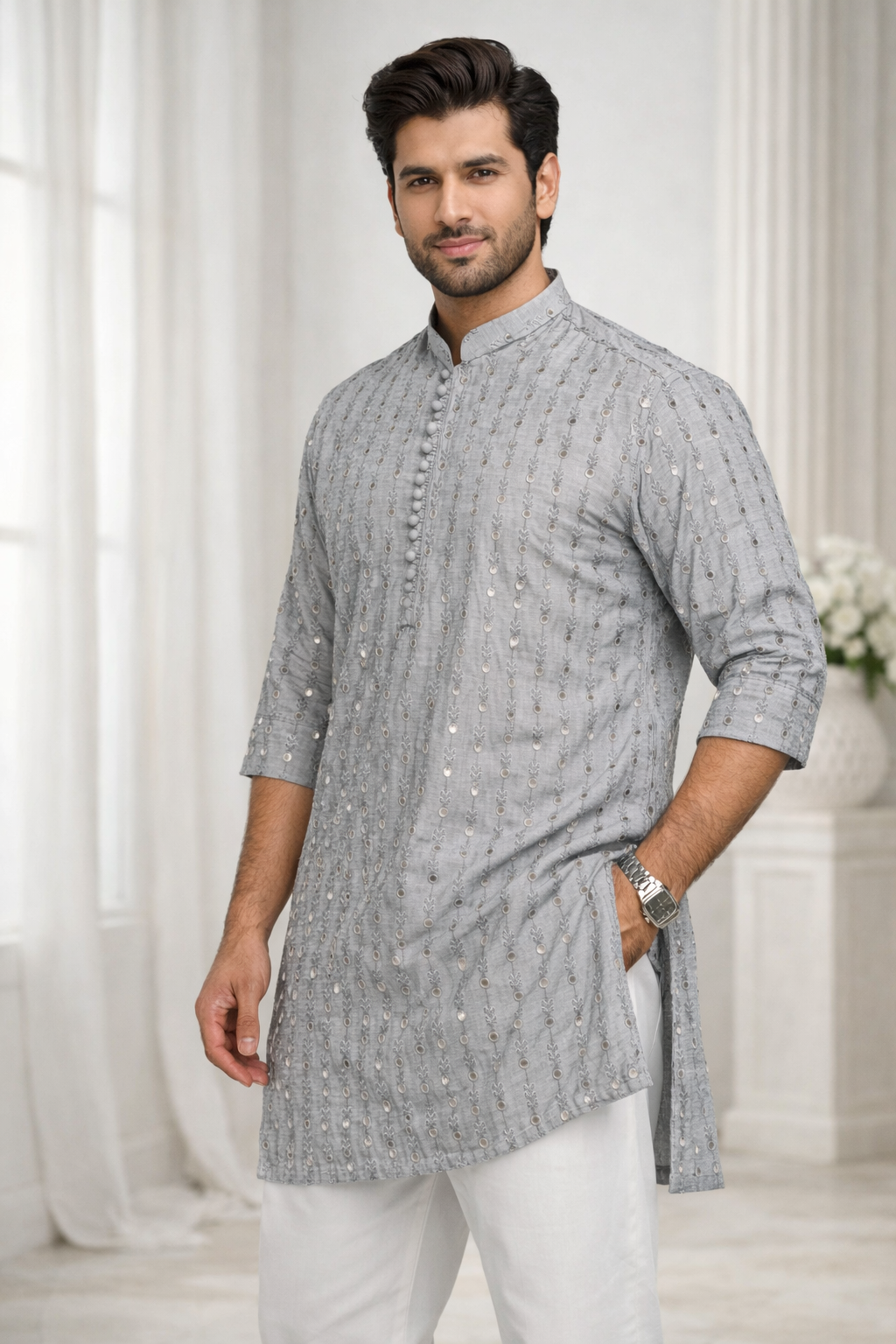 Silver Mist Kurta Pajama