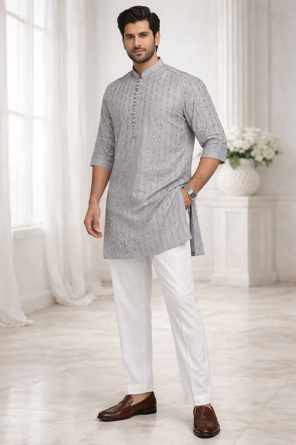 Silver Mist Kurta Pajama