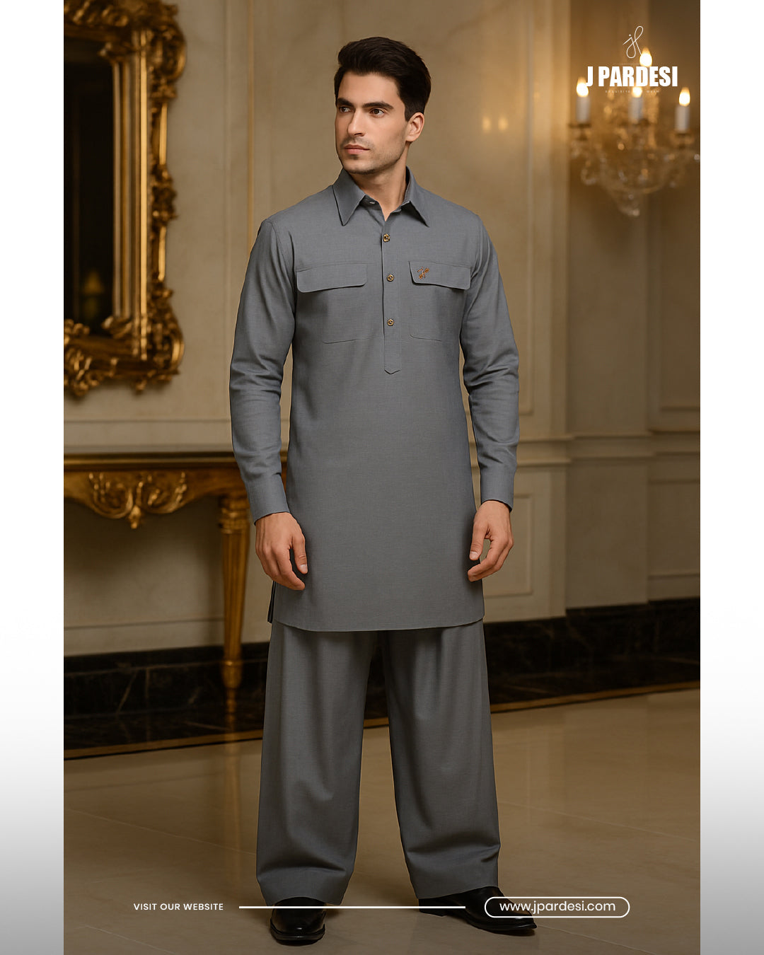 Grey Farshi Shalwar Suit