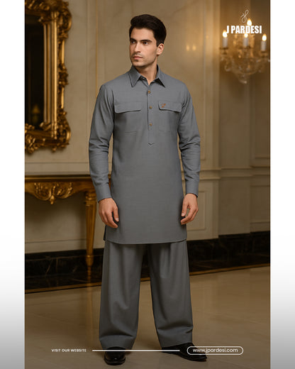 Grey Farshi Shalwar Suit