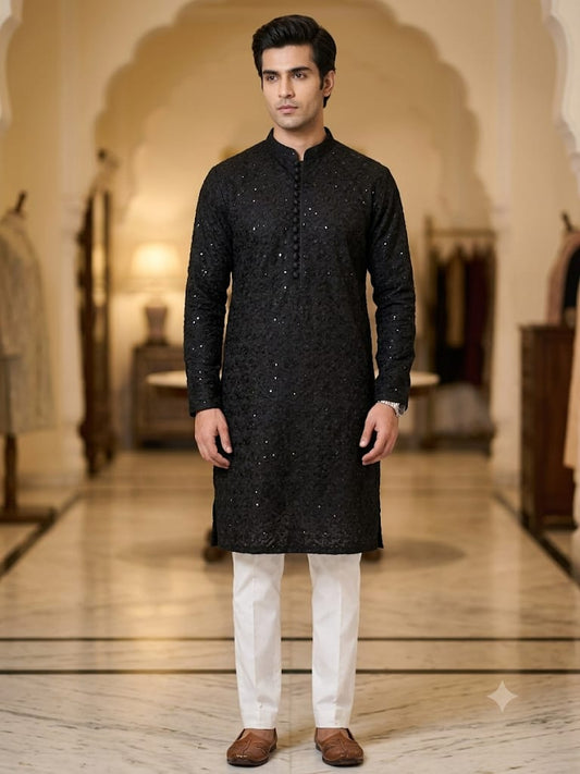 Black Embroided Kurta Pajama